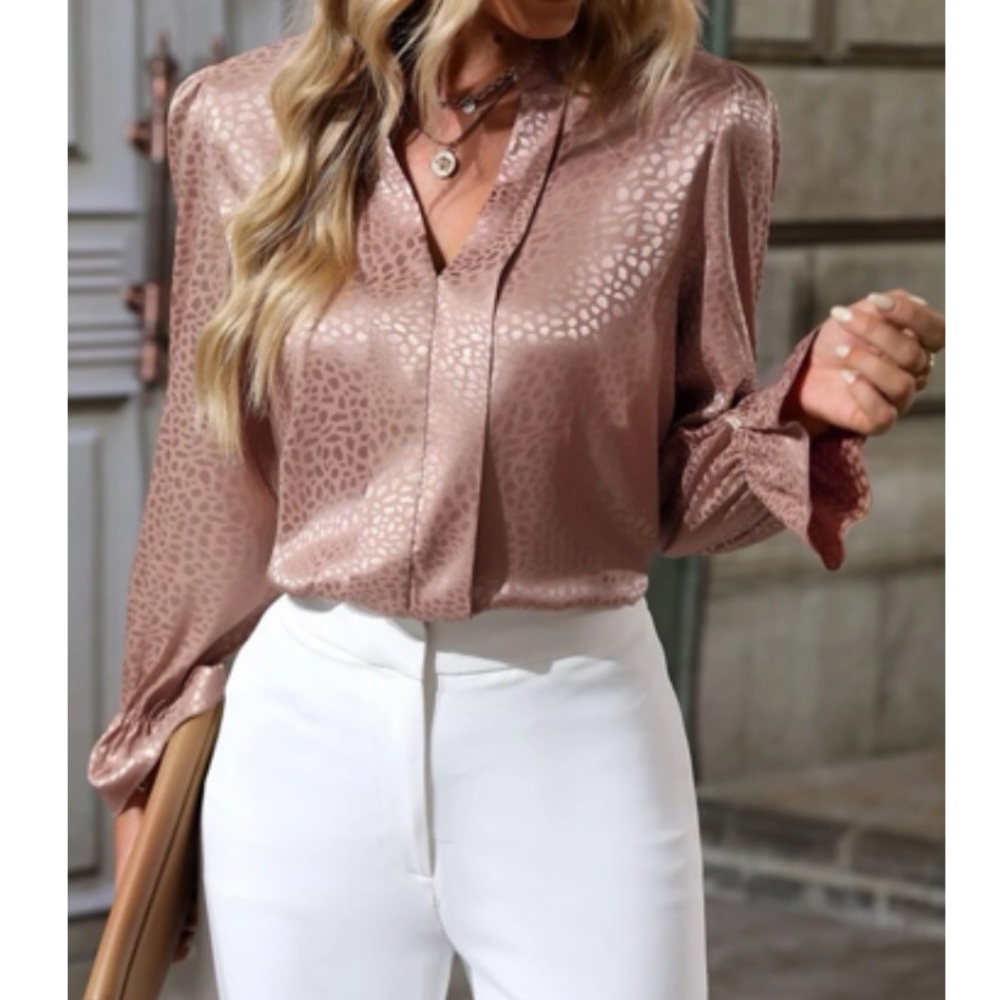 Luxe jacquard satin blouse